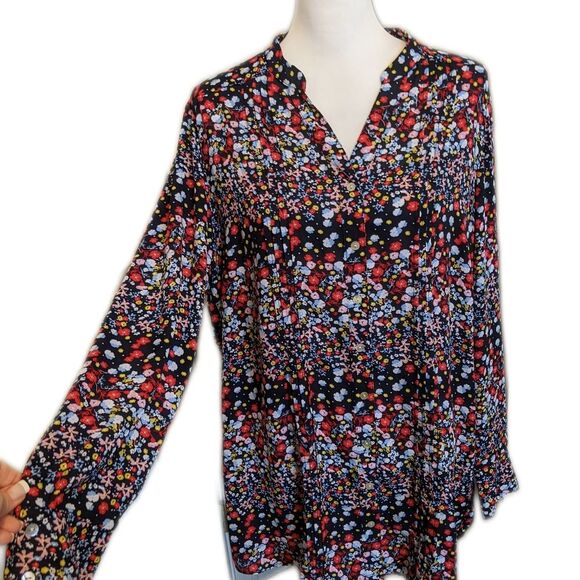 Nanette by Nanette Lepore long sleeve floral button down , long line XL - Picture 1 of 6
